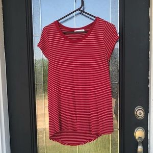 Chris and carol red striped shirt